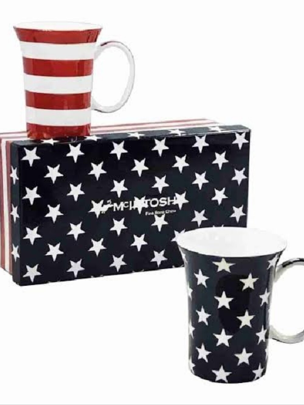 McIntosh Fine Bone China Stars & Stripes 2 Pc Mug Set